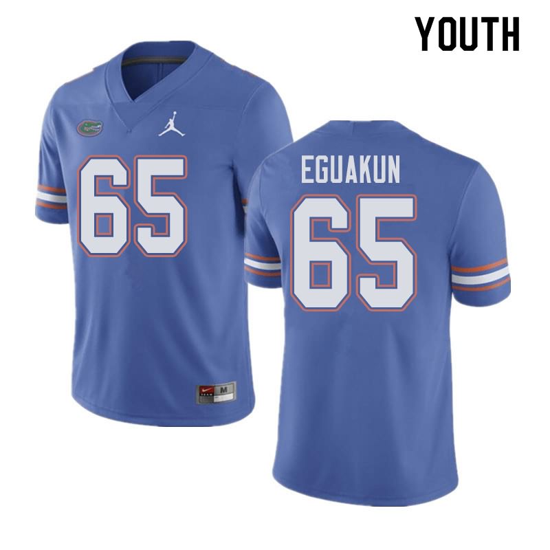 Youth NCAA Florida Gators Kingsley Eguakun #65 Stitched Authentic Jordan Brand Blue College Football Jersey MDD4365PF